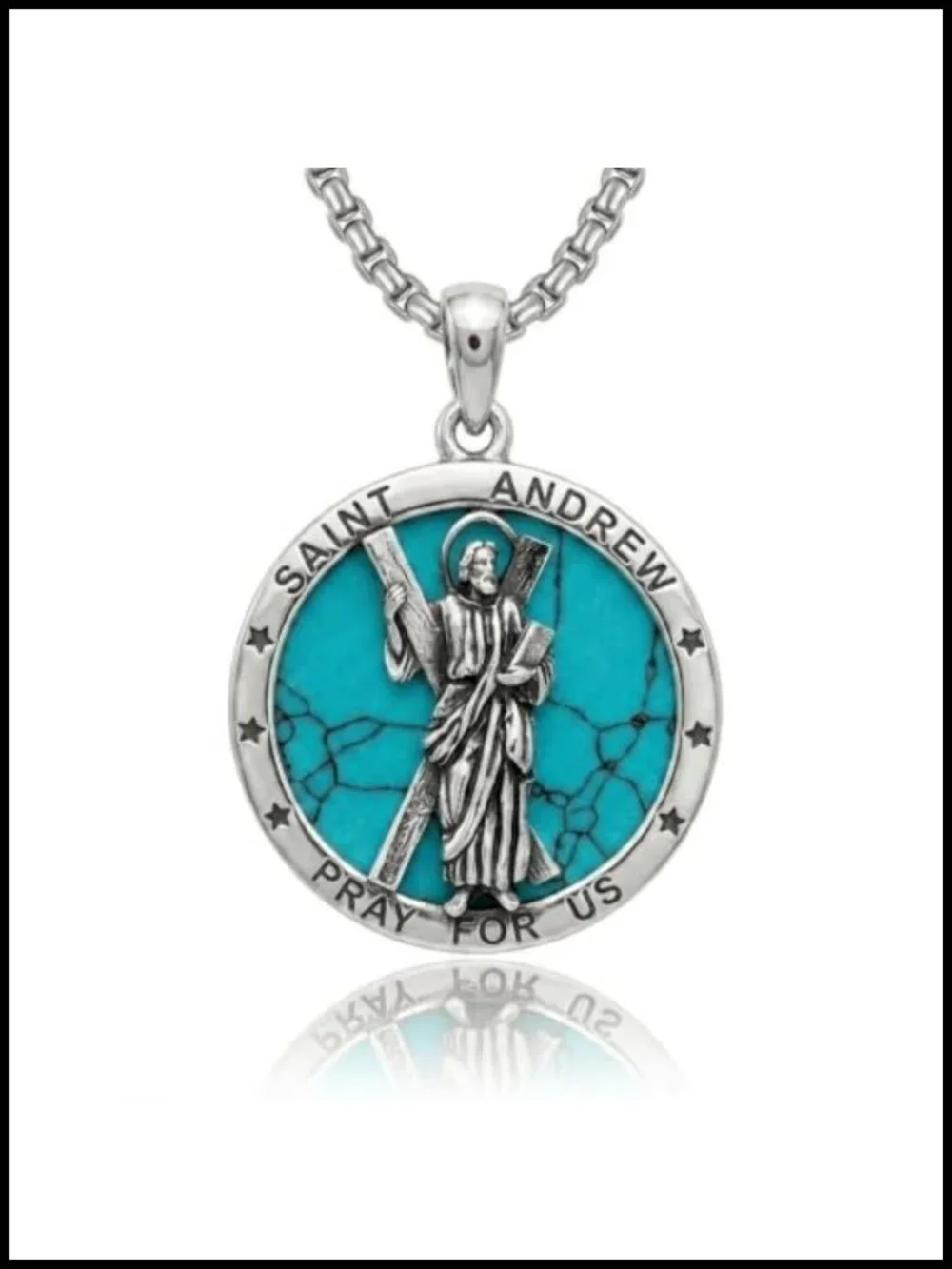 Saint Andrew Pendant Necklace Stainless Steel Religious Jewelry Patron Saint